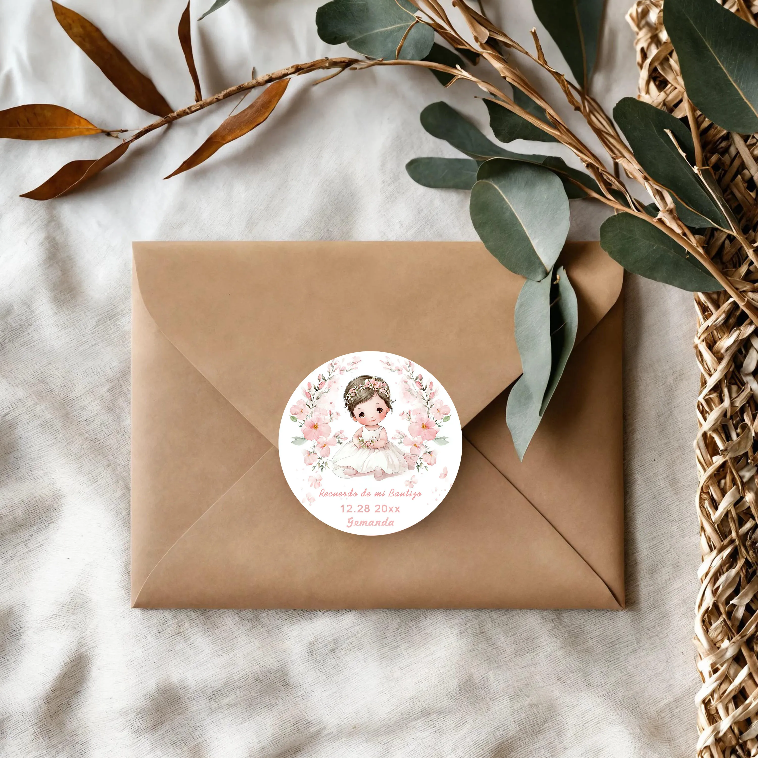 90 قطعة من ملصقات الأسماء وأعياد الميلاد لتغليف هدايا حفلات المعمودية