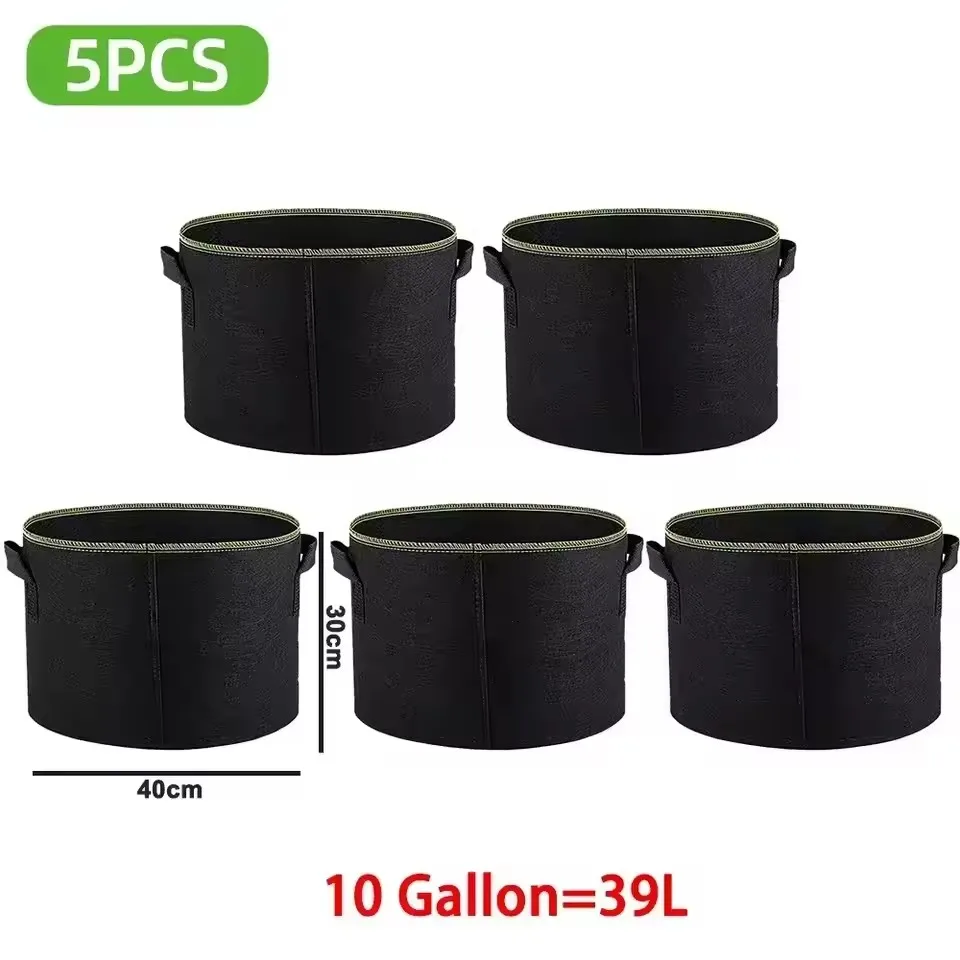 1-10 STUKS Non-Woven kweekzakken met luchtingsmogelijkheid, met handvatten, bloempotten, groenten-/bloemen-/plantenkweekzakken, 3/5/7/10/15/20 gallon