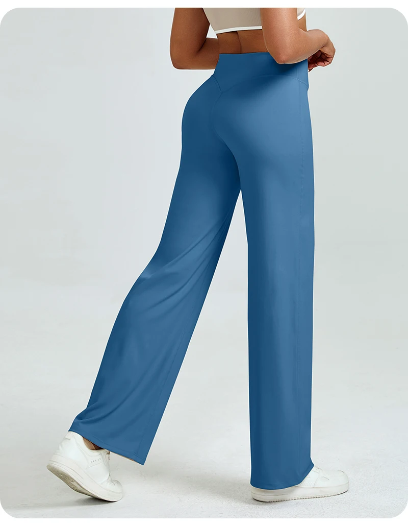 Hochgeschnittene Gerade Yoga-Hose für Damen, Naked-Feeling Po-Formende Lose Sitzende Workout-Hose, Schlankmachende Gym-Hose