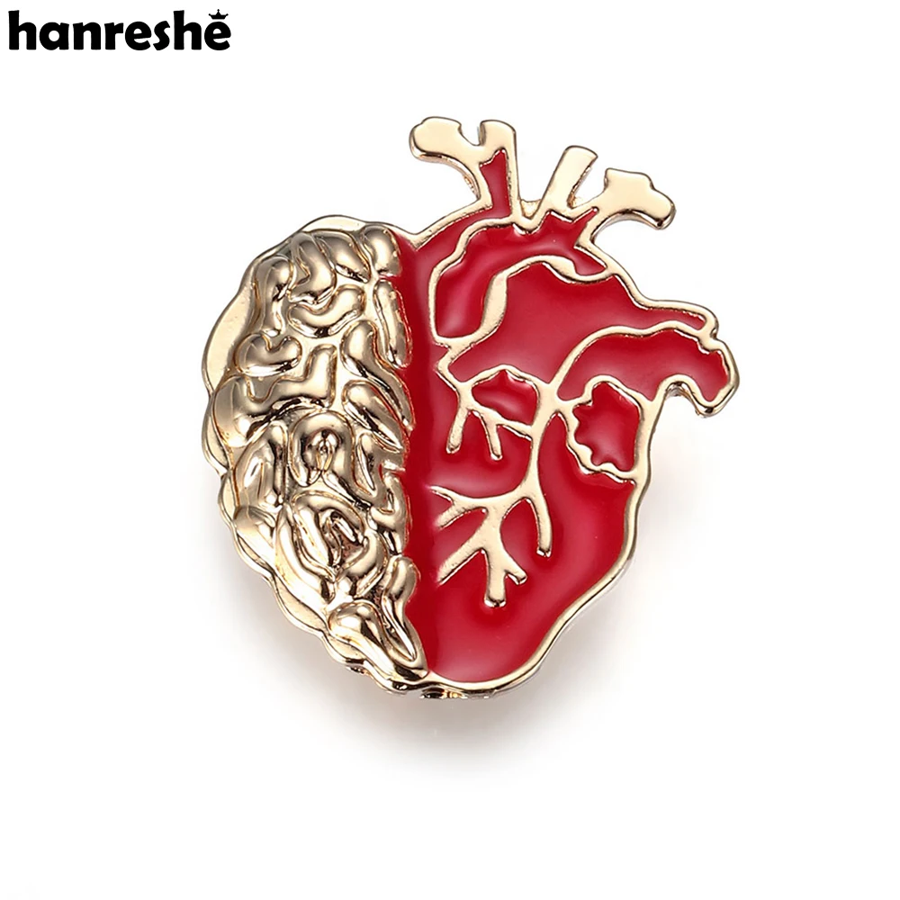 Hanreshe Anatomy Brain Heart Enamel Brooch Pins Medical Lapel Backpack Scarf Badge Jewelry for Doctor Nurse Medicine Student