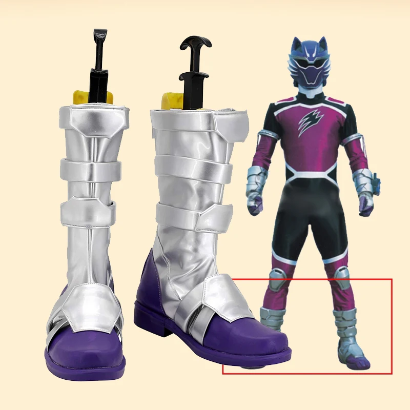 

Супер Sentai Juken Sentai Gekirange Purple Gou Fukami Обувь для косплея Сапоги Хэллоуин Карнавальные костюмы Аксессуары на заказ