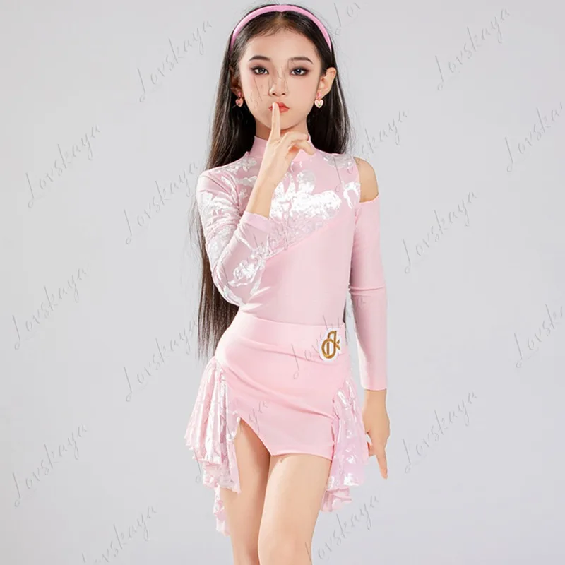 ラテンダンスガールズ向け新モデルプロフェッショナルパフォーマンストレーニングスーツ、高級ダンススカートセット