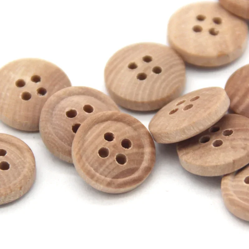 11/13mm 4 Holes Natural Round Wooden Children's Buttons for Sewing Baby Shirt Cardigan Decorative Accessories Wholesale