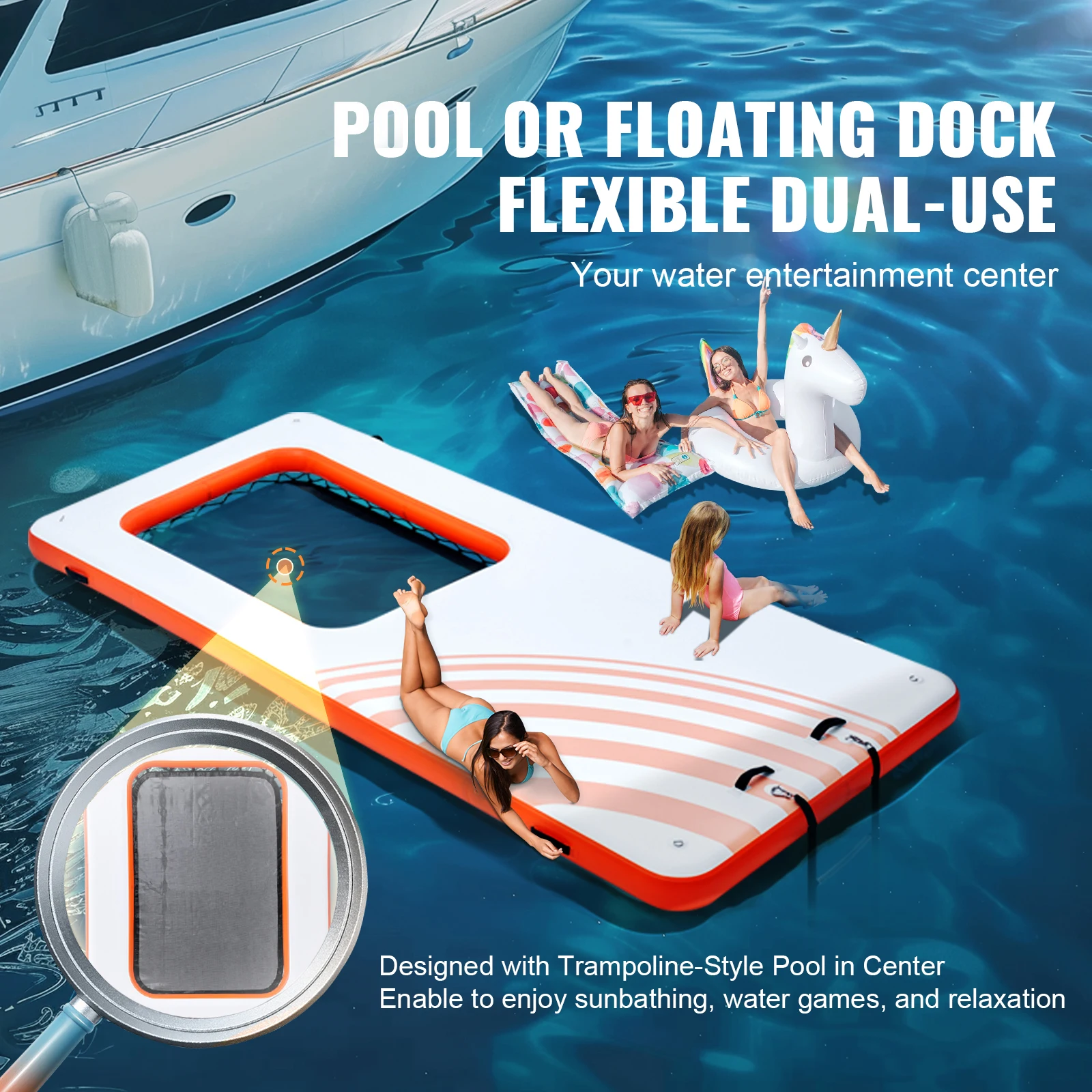 SucceBuy Dock galleggiante gonfiabile Piattaforma dock gonfiabile Tappetino per dock galleggiante ad acqua antiscivolo con borsa per il trasporto portatile