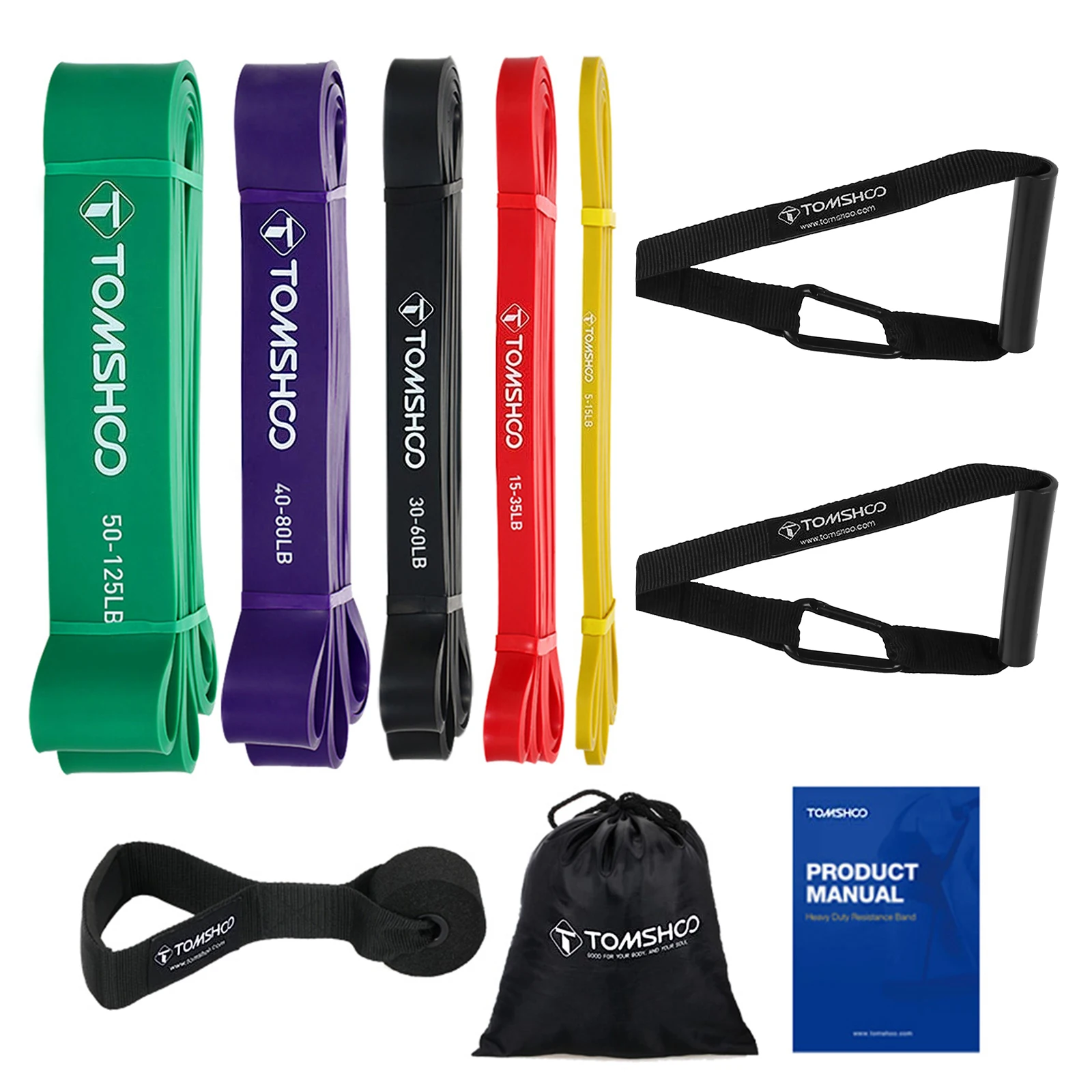 5 Packs Pull Up Assist Bands Set Resistance Loop Bands Powerlifting Exercise Stretch Bands with Door Anchor and Handles