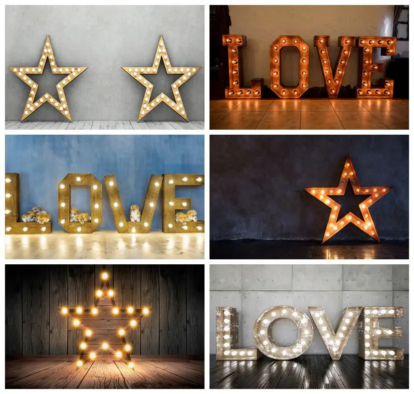 

Brick Wall Cement Stars Light Love Baby Portrait Photography Backdrops Birthday Backgrounds For Photo Studio Photophone