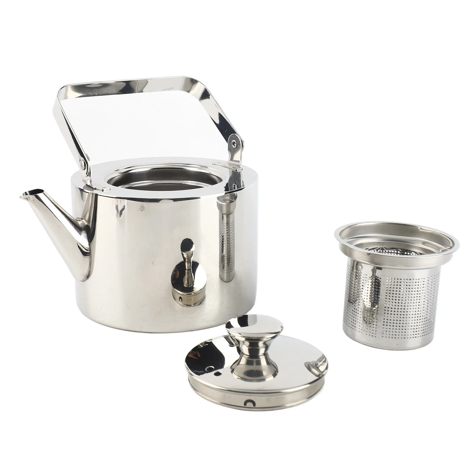 Stainless Steel Tea Kettle with Strainer Thickened Metal Whistling Teapot with Ergonomic Handle for All Stovetop