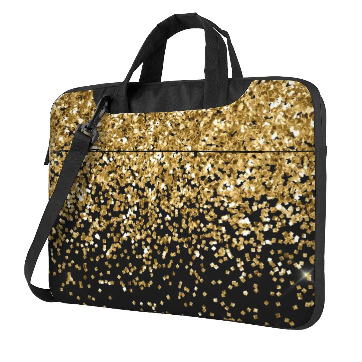Gold Glitter Crossbody Laptop Bag Case Computer Bag 13 14 15.6 Inch Notebook Pouch for Macbook Pro Lenovo
