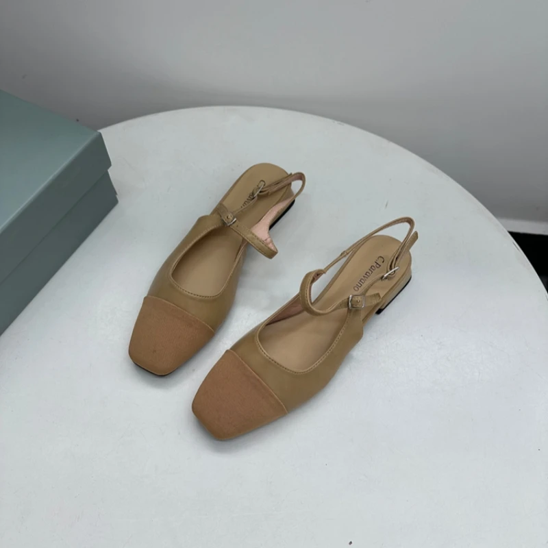 

Female Sandal Comfort Shoes for Women Buckle Strap Large Size Clear Heels Shallow Mouth Girls Big Closed Fashion Retro Scandals