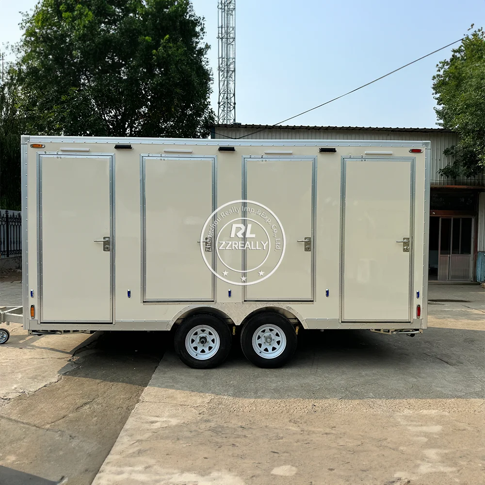 Reboque de banheiro portátil ao ar livre portátil acampamento toalete plástico luxo banheiro reboque chuveiro acampamento para venda