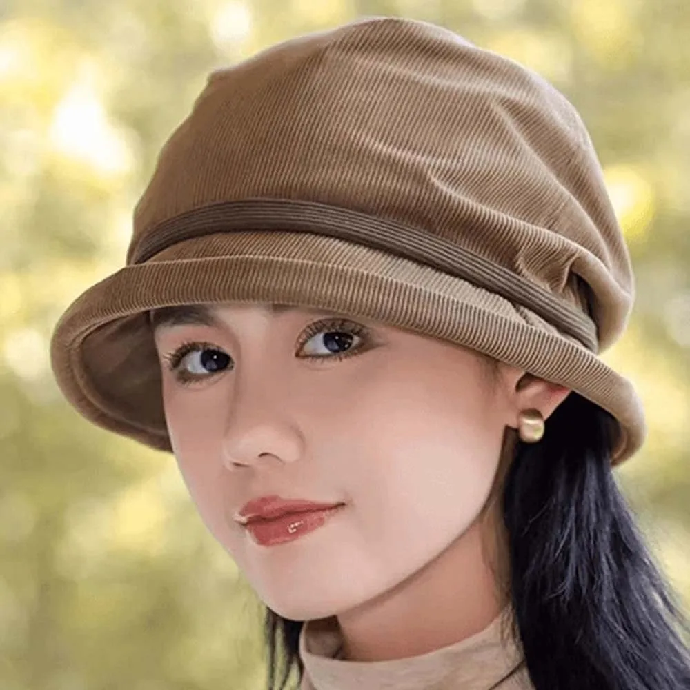 

Temperament Corduroy Pullover Cap Solid Color Japanese Style Winter Fisherman Hat Soft Versatile Anti-cold Bucket Hat Women
