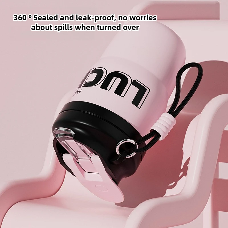 

Stylish Double-Drink Coffee Cup with Handle Stainless Steel Vacuum Insulated Mug Outdoor Portable Travel Cup for Flower Tea