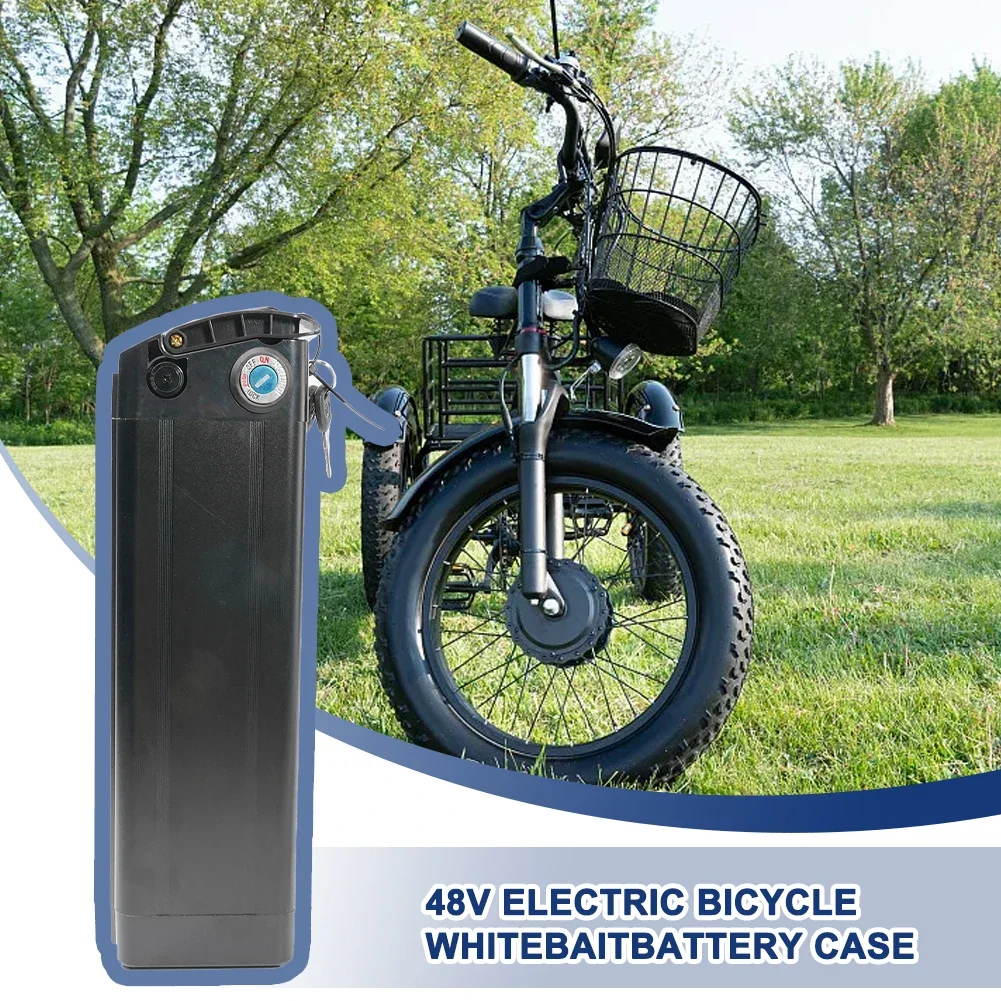 E-bike Battery Box Case Indoor Outdoor 1865 Lithium Battery 48V 1865 390*110*76mm Accessories Bicycle Parts Black Charge Display