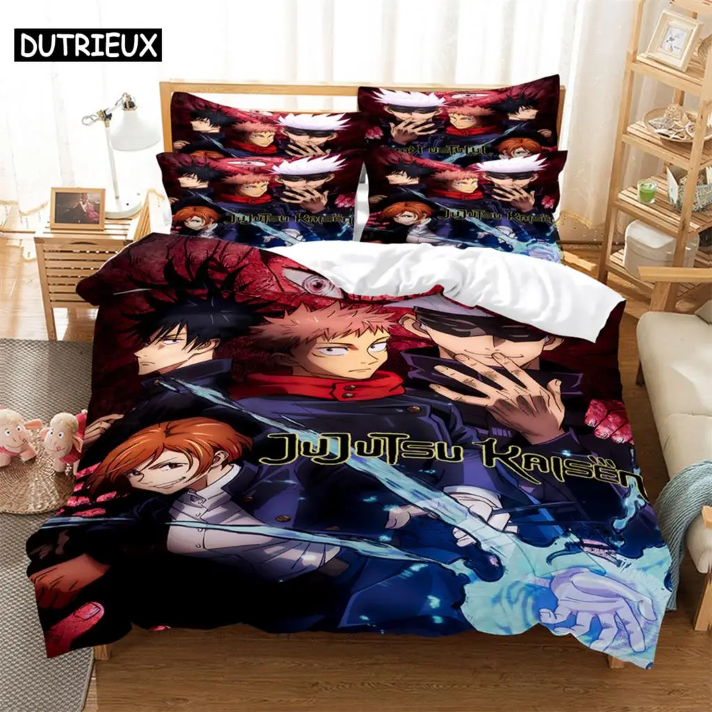 

3D Digital - Printed Anime Characters - Themed Queen - Sized Duvet Cover Set with Fashionable Design for Bed Linen