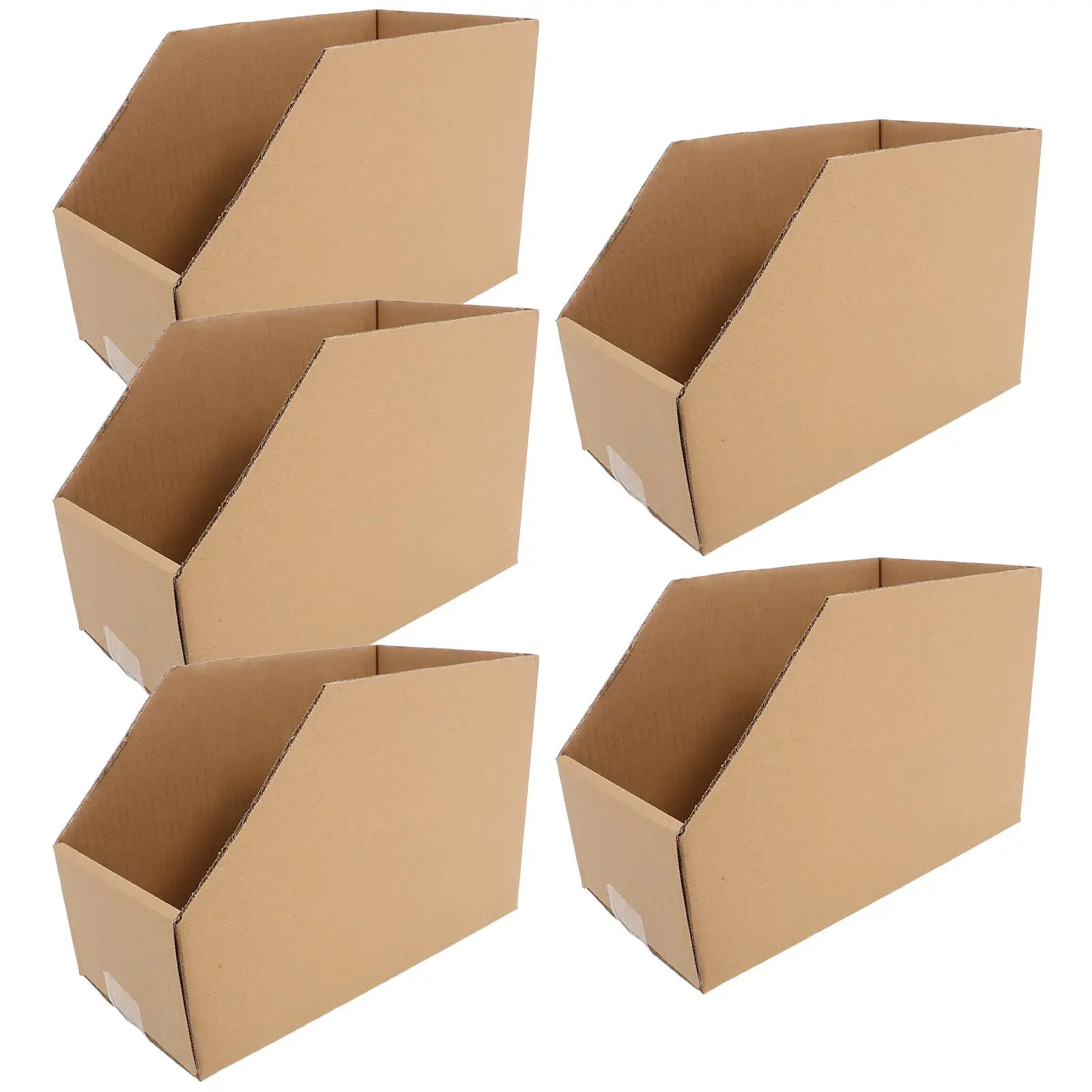 

5 Pcs Carton Storage Box Paperboard Corrugated Small Boxes for Sorting Packaging Moving Light Brown Foldable Sturdy Practical