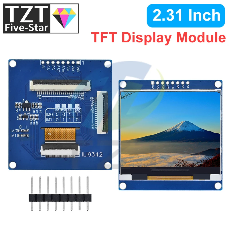 Imagem -06 - Módulo de Tela Lcd para Arduino Tft Colorido 2.31 Polegada Spi 262k Controlador Ili9342 320x240 Rgb 8pin