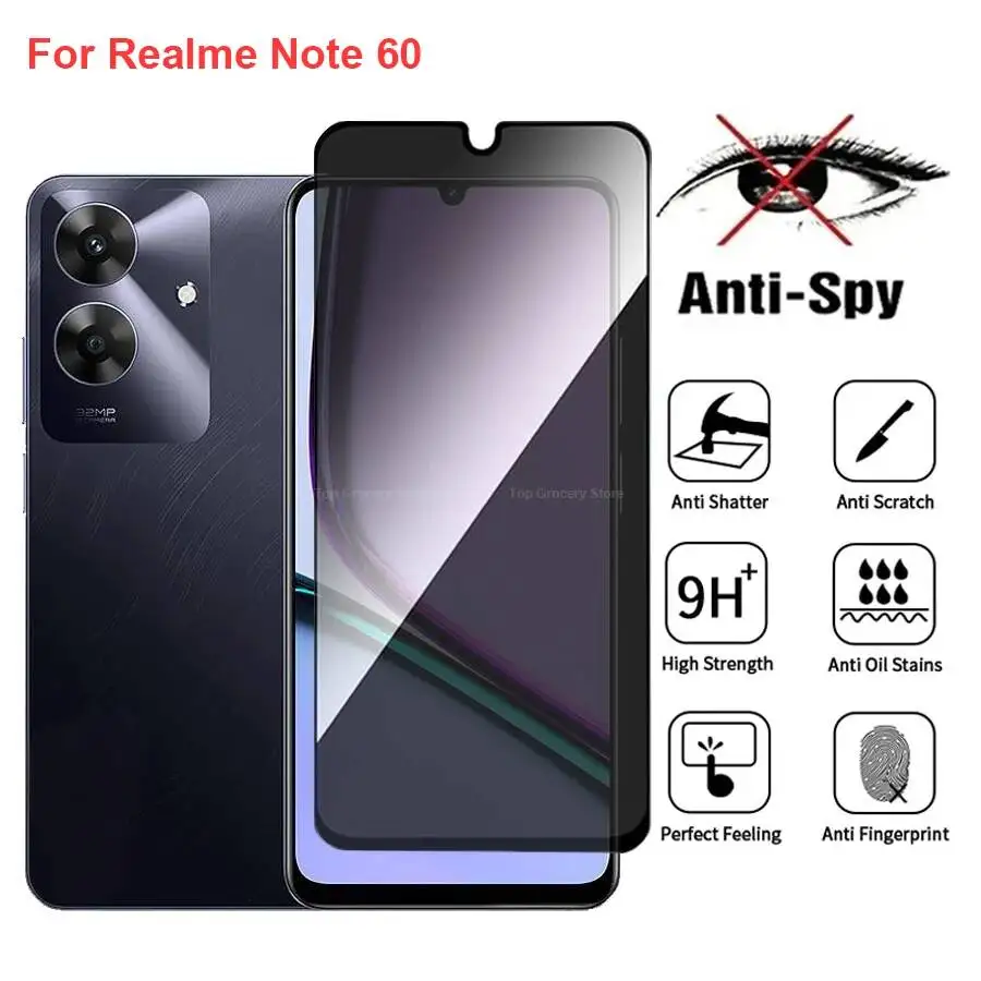 

Anti Spy Privacy Tempered Glass Protector Compatible For Realme Note60 Full Cover Screen Phone Film