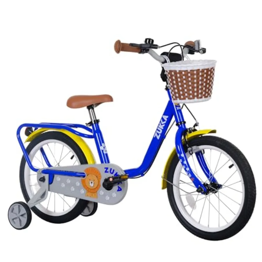 

16 inch Bike for Boys Girls Ages 4-7 Cruiser Bicycle with Woven Basket Single Speed Caliper Brake Band Brake Rear Rack Included