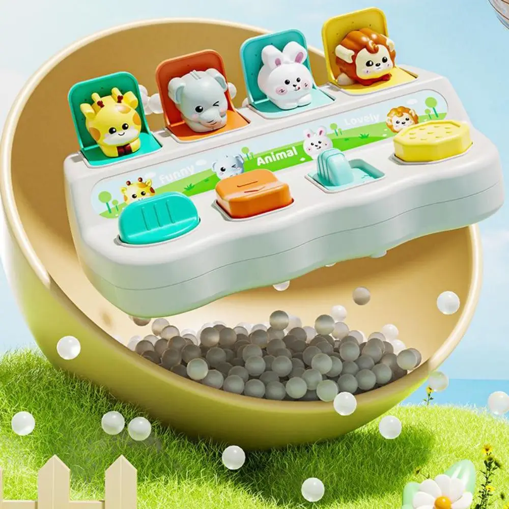 Montessori Peekaboo Switch Box Cartoon Animals Button Toy Interactive Animal Toy Box ABS Colorful Pop-up Animals Toy Children