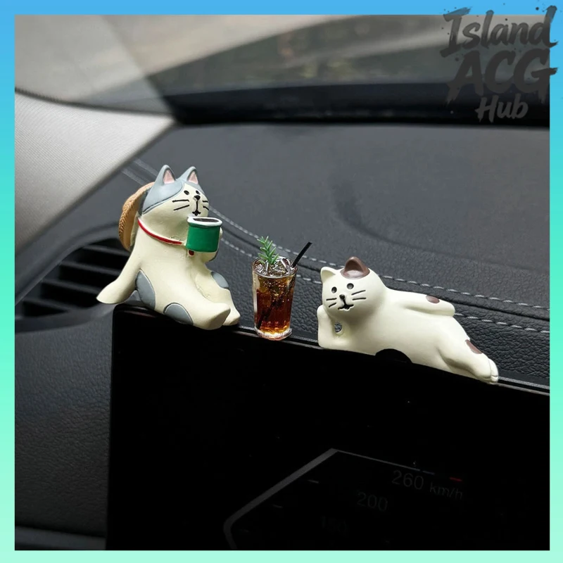 

Cute Cat Iced Americano Car Dashboard Decor for Auto Interior Display Novelty Office Desk Miniature Figurine Gift