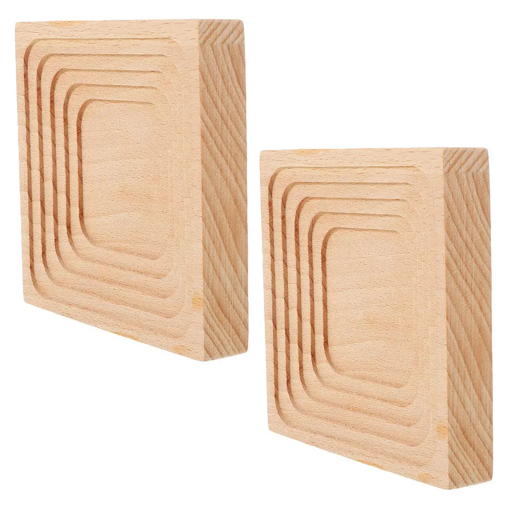 2Pcs Japanese Style Wood Serving Tray with Water Pattern Smooth Hand Polished Rectangular Fruit Platter Tray for Tea Breakfast