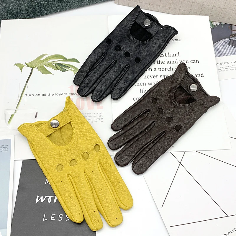 Leather Guantes De Cuero Para Luvas Moto Bike Rider Racing Hiking Gloves Motorcycle Black And Gold Men Women .