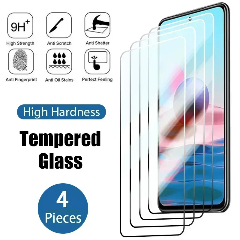 

4PCS Protective Glass for Redmi Note 12 11 10 9 8 7 Pro Plus 5G 11S 10S 9T 8T Screen Protector for Redmi 9A 10C 9C 9AT 12 12C