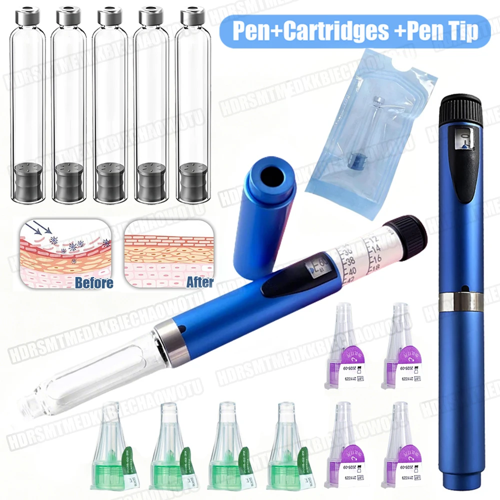 

Sterile Reusable Injection Pen + Cartridges 3ml Empty Cassette Bottle Set For Insulin Pen Medical Aesthetics Beauty Multi-use