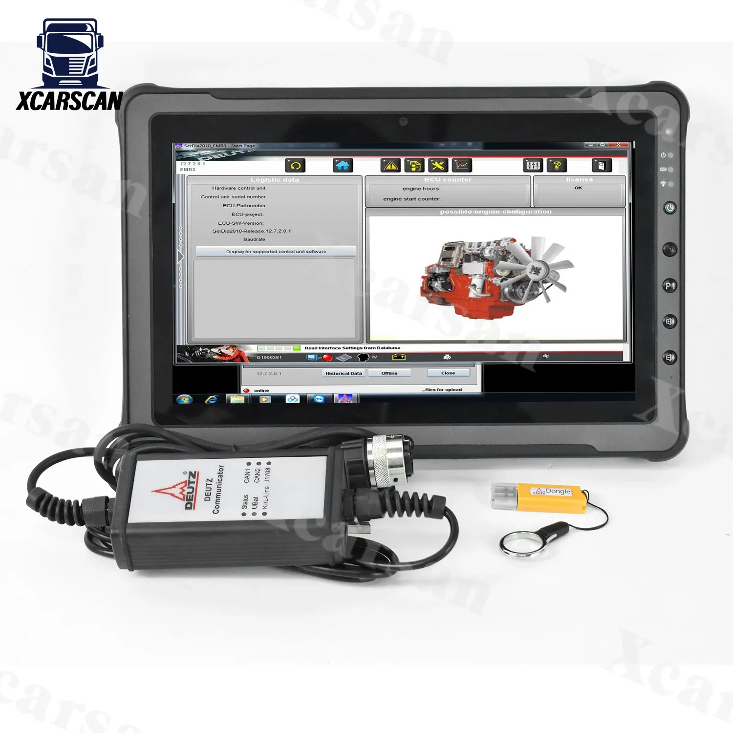 

Getac F110 планшет для SerDia 2010 Диагностический программируемый инструмент EMR4 6 для Deutz USB донгл контроллеры Deutz decom диагностический комплект