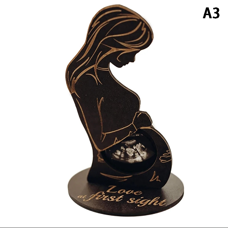 1Pc Wooden Woman Baby Ultrasound Photo Frame Sonogram Picture Frame Pregnancy Gift Baby Keepsake For Couples New Moms Father