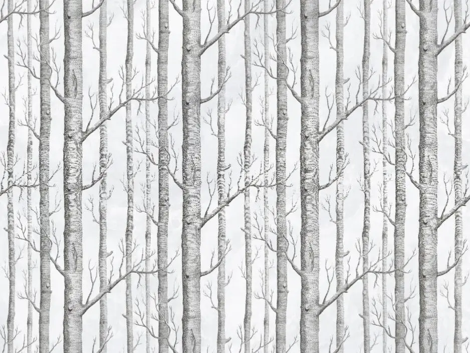papel de parede TV wanddecoratie villa licht luxe handgeschilderde zwart-wit grijze boom op maat schilderij slaapkamer bank