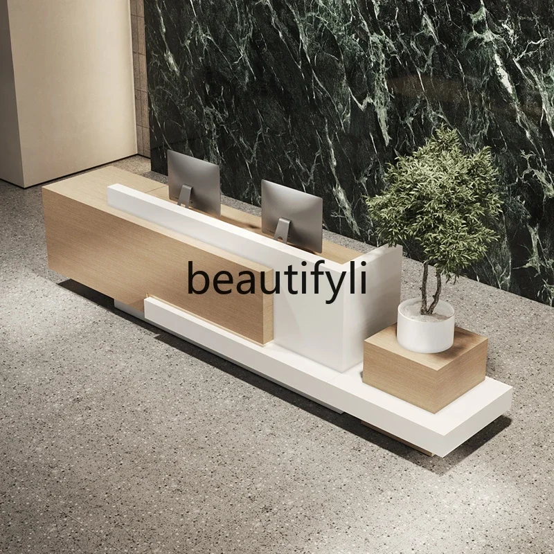 

Hotel front desk reception desk simple modern store checkout page creative long lobby service desk