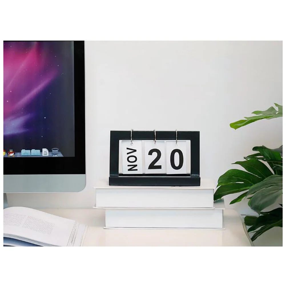 

Creative Wooden Calendar Black Manual Flip Design for Home Or Office Use Stylish and Functional Wood Material Calendar