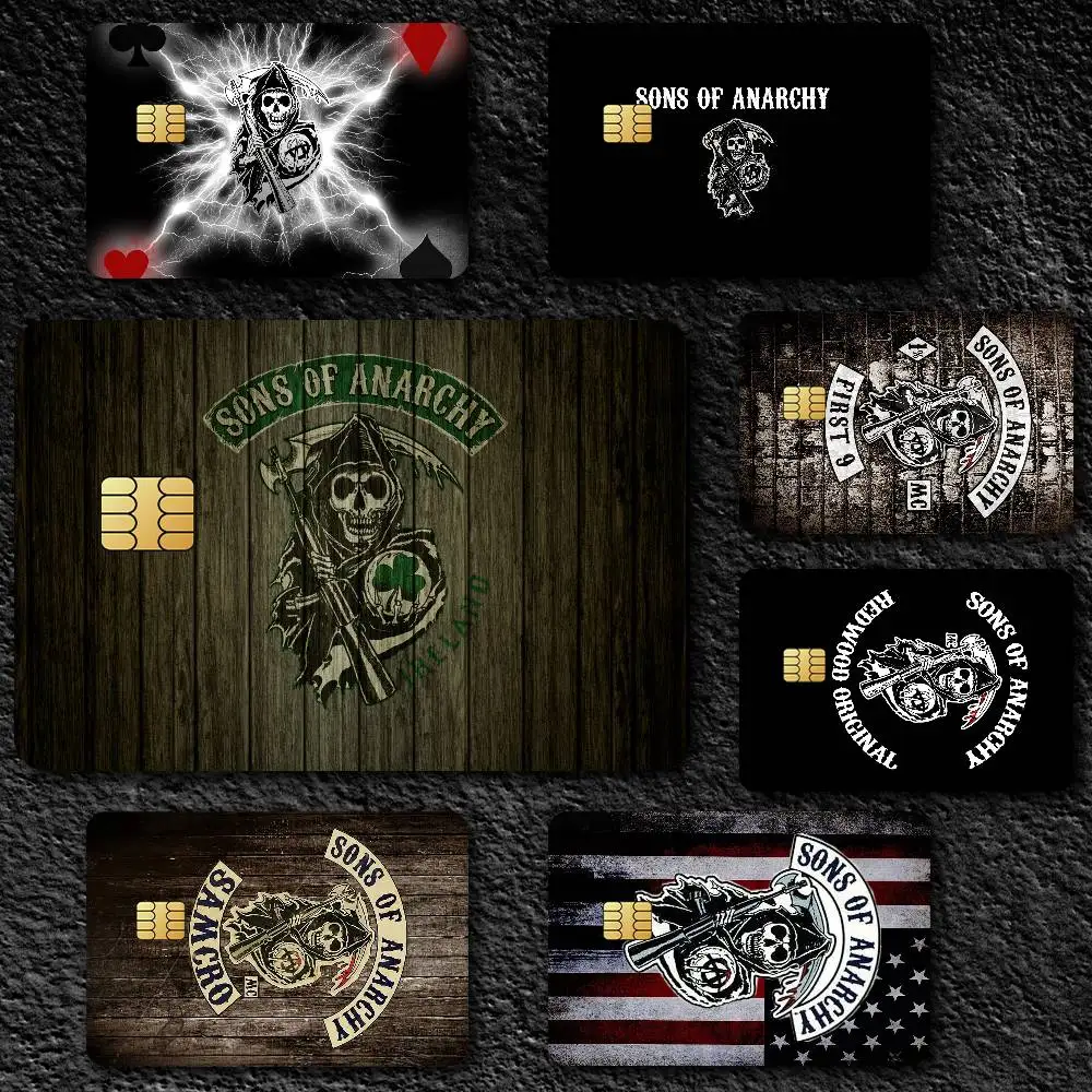 Pegatinas para tarjetas de crédito S-Sons Of Anarchy, pegatinas para tarjetas bancarias, tarjetas de autobús y metro, regalo impermeable