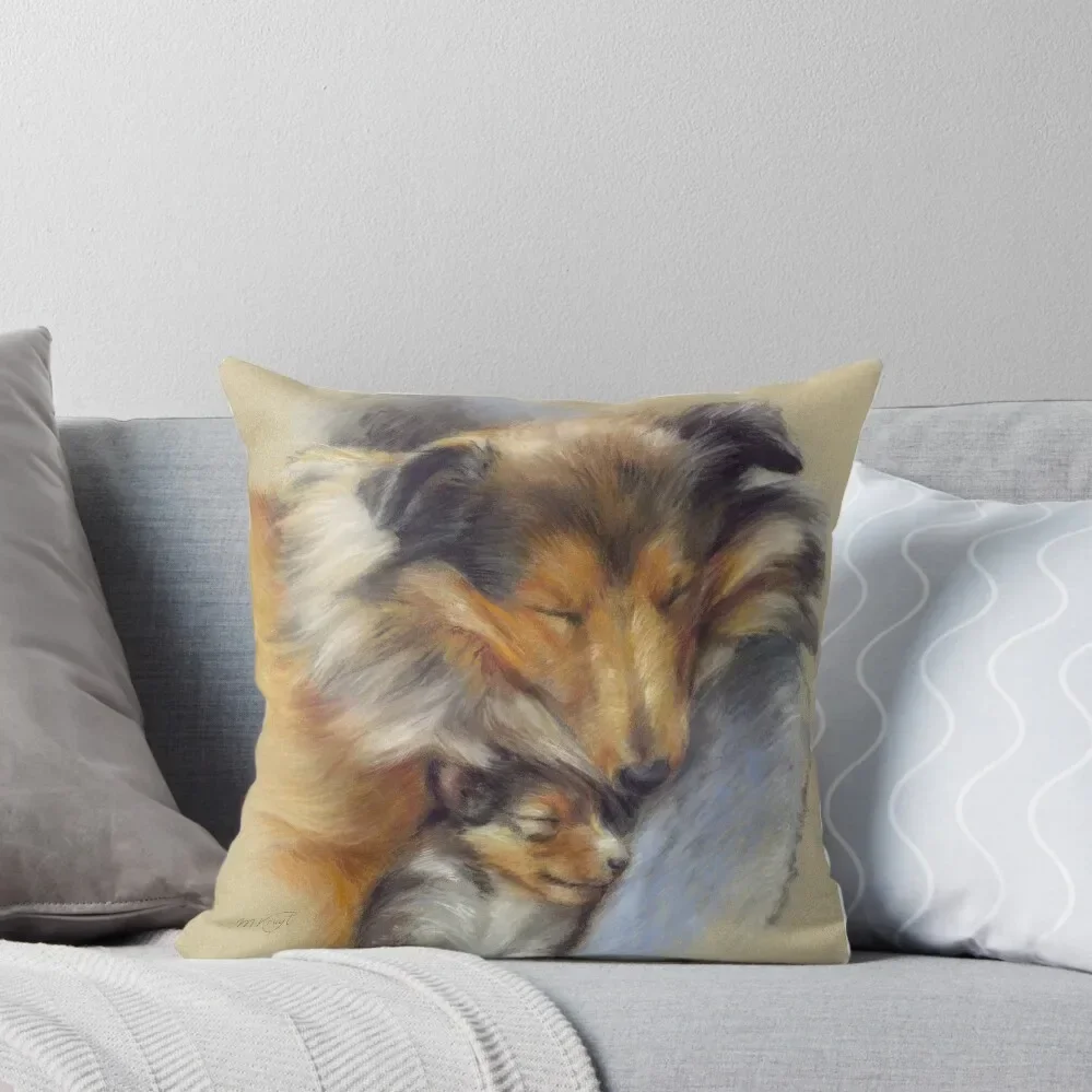 Mother Love - shelties - Shetland Sheepdogs Throw Pillow christmas pillowcases anime girl Rectangular Cushion Cover pillow