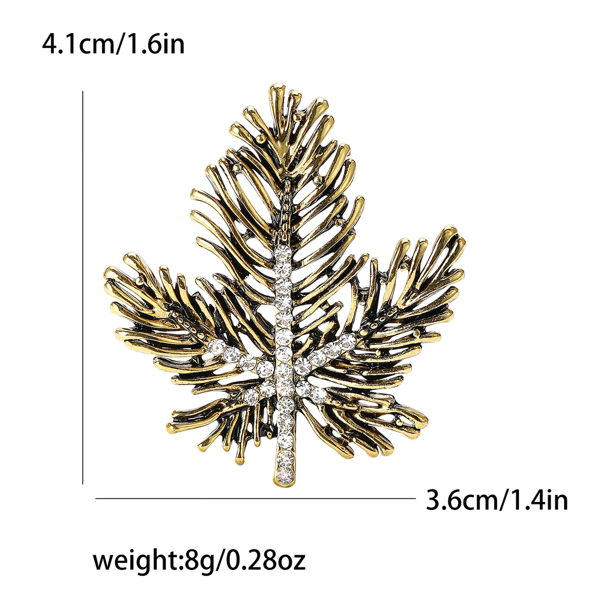Beaut&Berry Vintage Metal Maple Leaf Brooches for Women Unisex Plant Pins Casual Party Jewelry Accessories Gifts Decoration