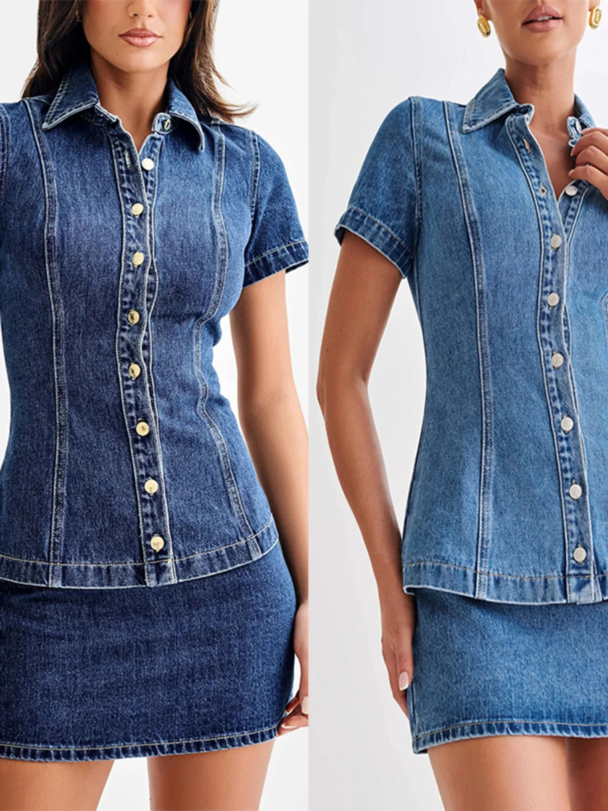 

Джинсовый ор Све Топ ор Юбка Комплект женской модной смеси хлопка Повседневная одежда Идеально подходит для детей 8–25 лет Осенний сезон