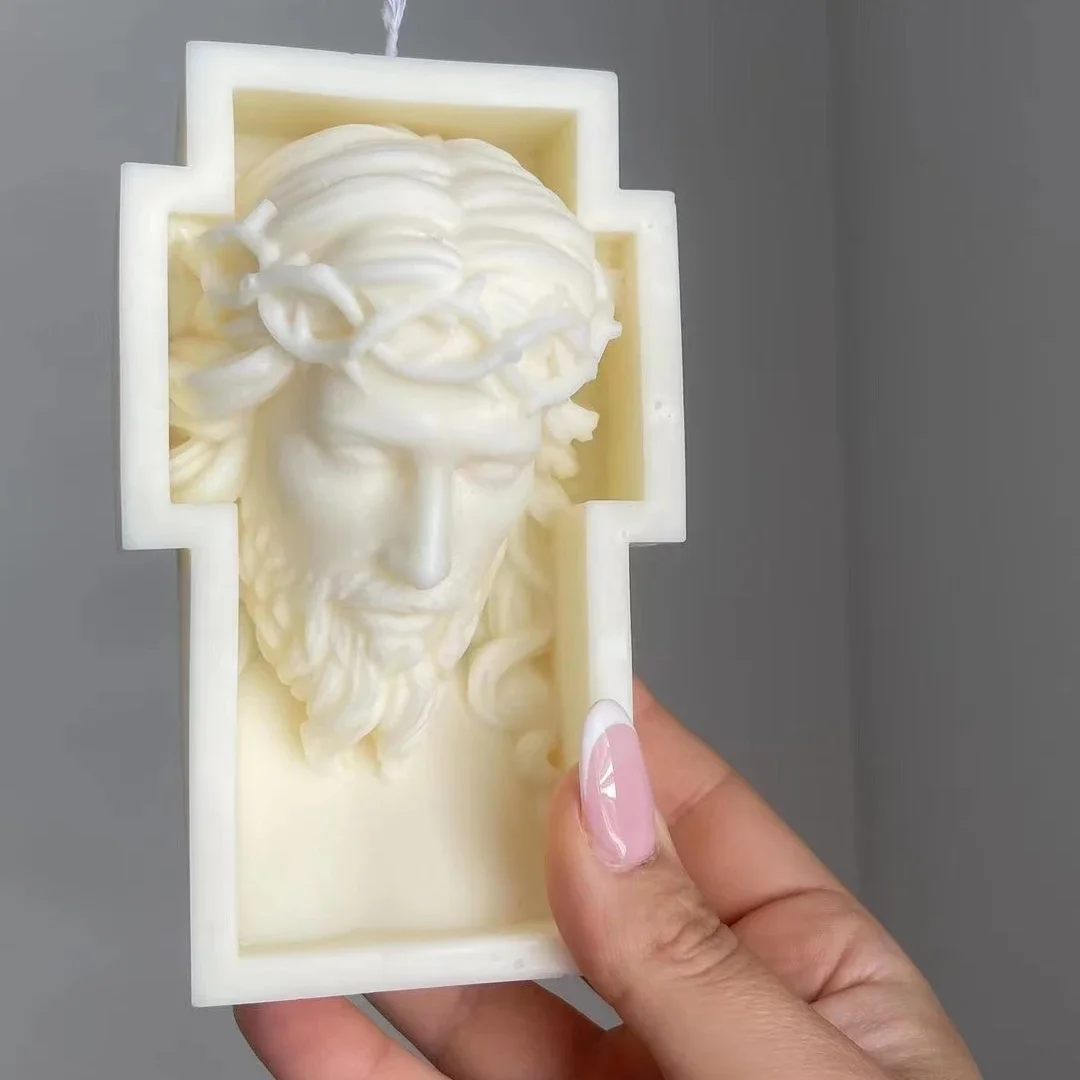 2D/3D Jesus Cross Statue Silicone Mold Unique Bust Sculpture Soy Wax Candle Mould Greek Mythology resin mold  gypsum mould