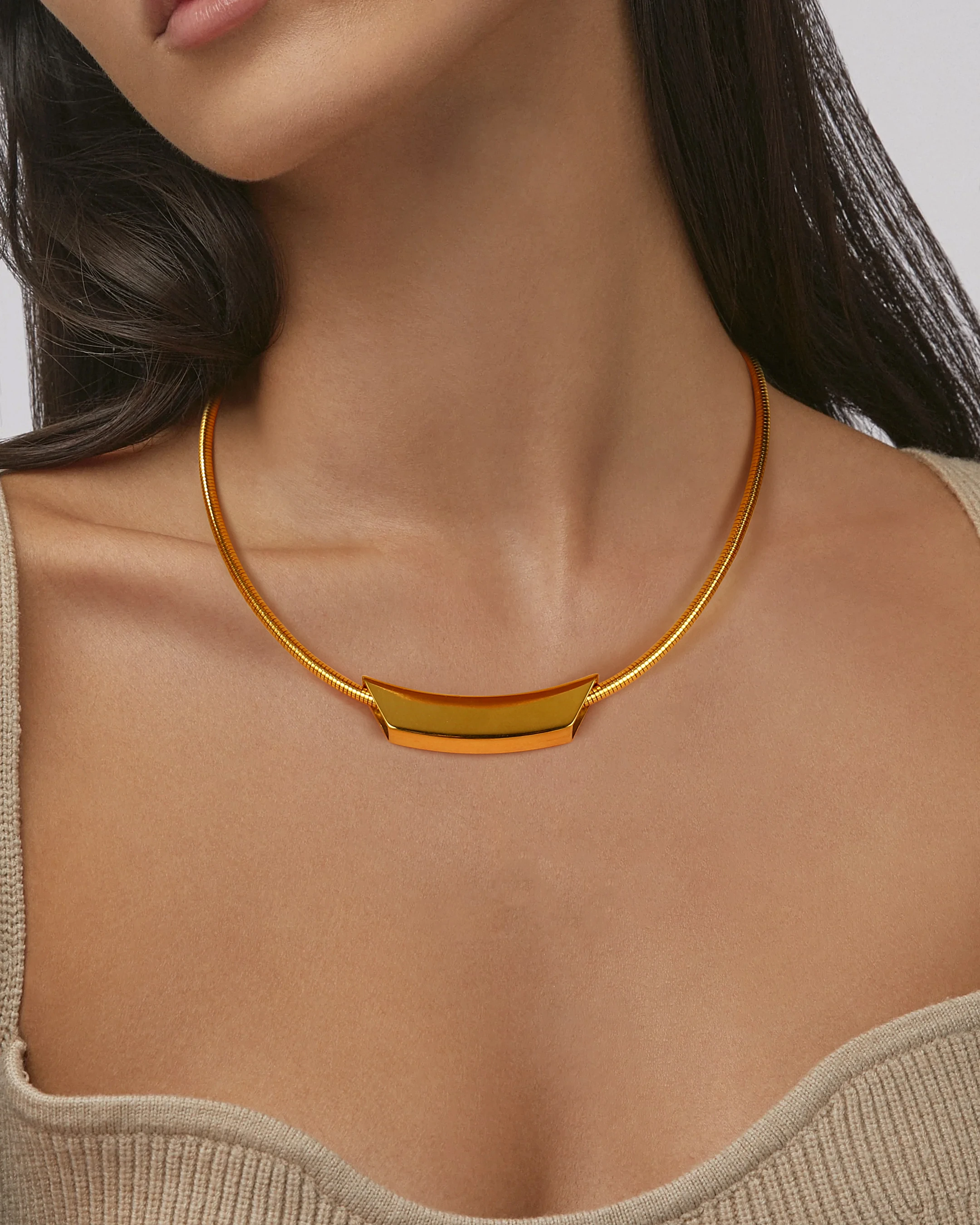 

Joya Love Fashion Stainless Steel Round Necklace For Women Gold Silver Color Choker Personalized Birthday Jewelry Gift