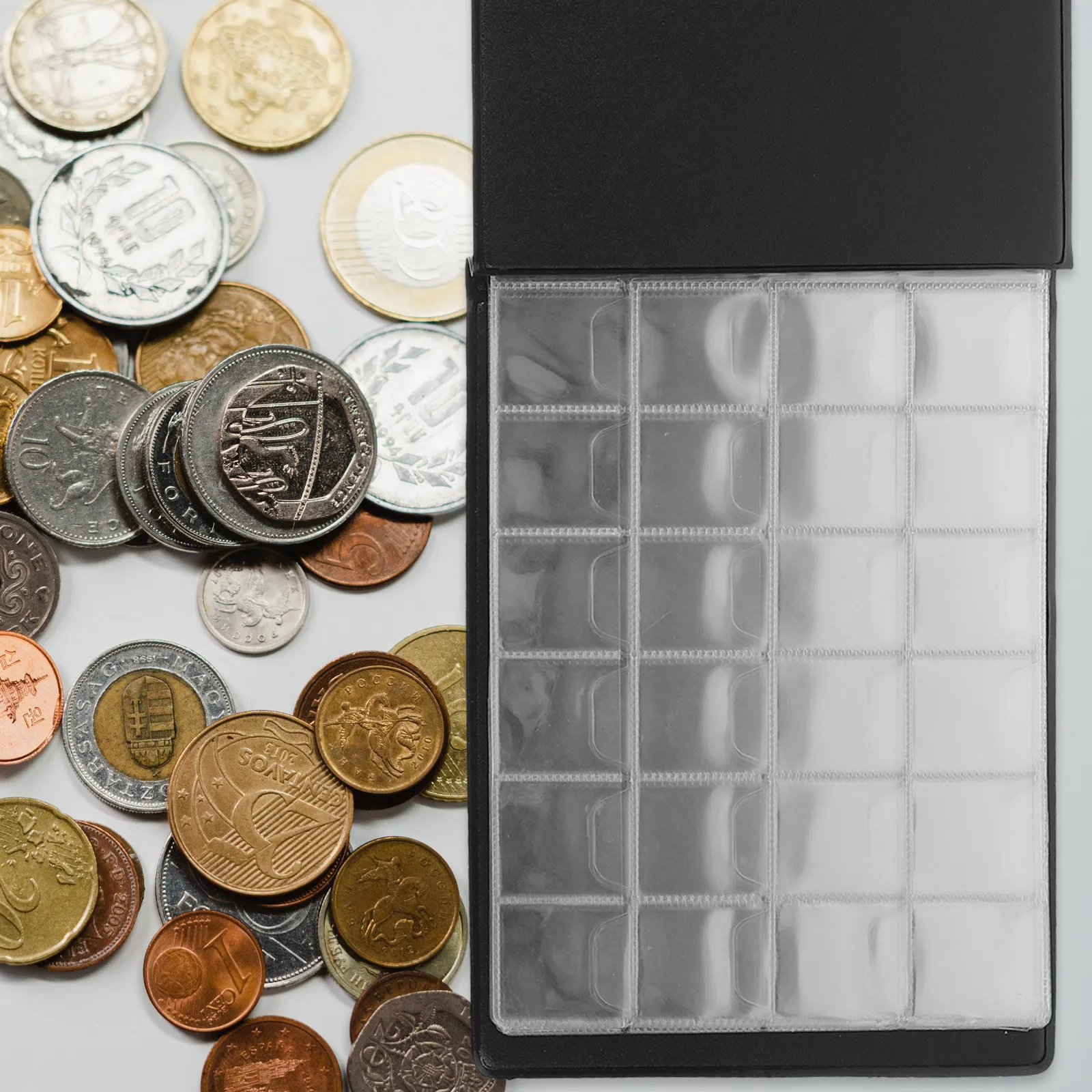 

Альбом для хранения монет, большой вместимости, с горизонтальными карманами, пыленепроницаемый, для организации коллекции монет, альбом для памятных монет