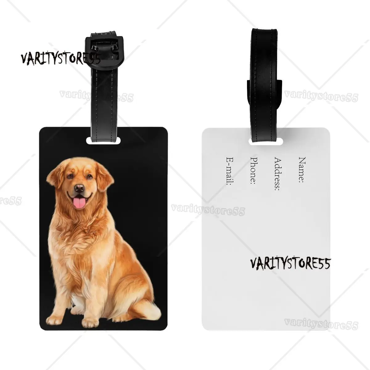 Custom Golden Retriever Dog Luggage Tag for Travel Suitcase Privacy Cover ID Label