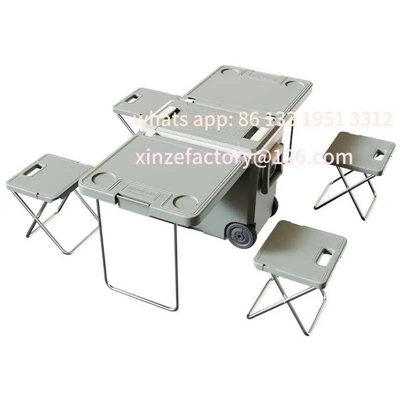 

32 liters outdoor camping multi-function portable folding table and chair incubator car picnic ice cubes food grade refrigerator