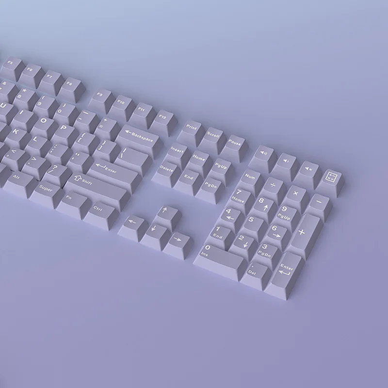 KUXM Macaron Roxo PBT Keycaps Front-Printed Pequeno Conjunto Completo 126 Teclas Altura Original Duas Cores