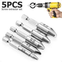 5pcs Damaged Screw Extractor Drill Bit,high Speed Steel Double Easy to Remove Side Drills Broken Screws Removal Screw Tools Kit