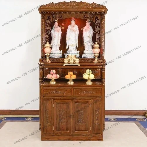 

Buddha Niche Home Buddha Cabinet Guanyin Table Buddha Statue Enshrine Vertical for Cabinet