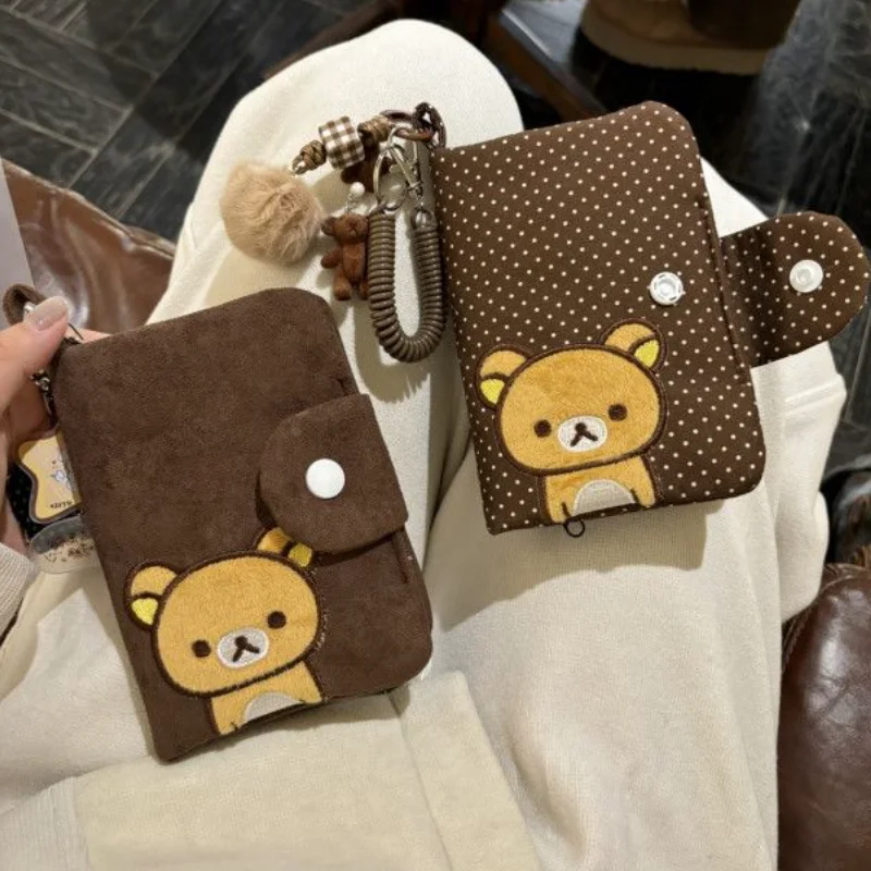 

Милый держатель для паспорта Rilakkuma, мультяшная большая вместительная портативная сумка для хранения удостоверений личности, студенческий дорожный кошелек для монет, подарок для друга