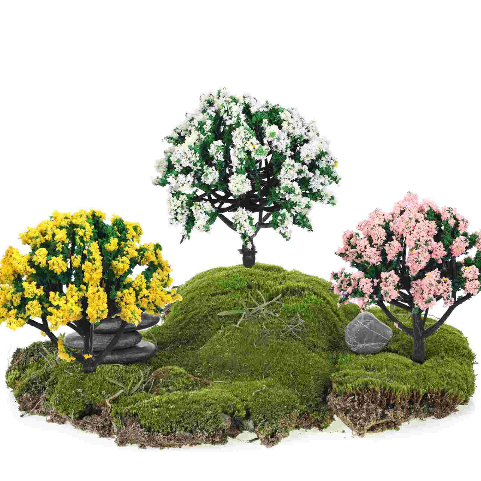 15 Pcs 8 Cm Micro Paisagem Greening Árvores Pequenos Trem Pista de Plástico Suprimentos Diorama