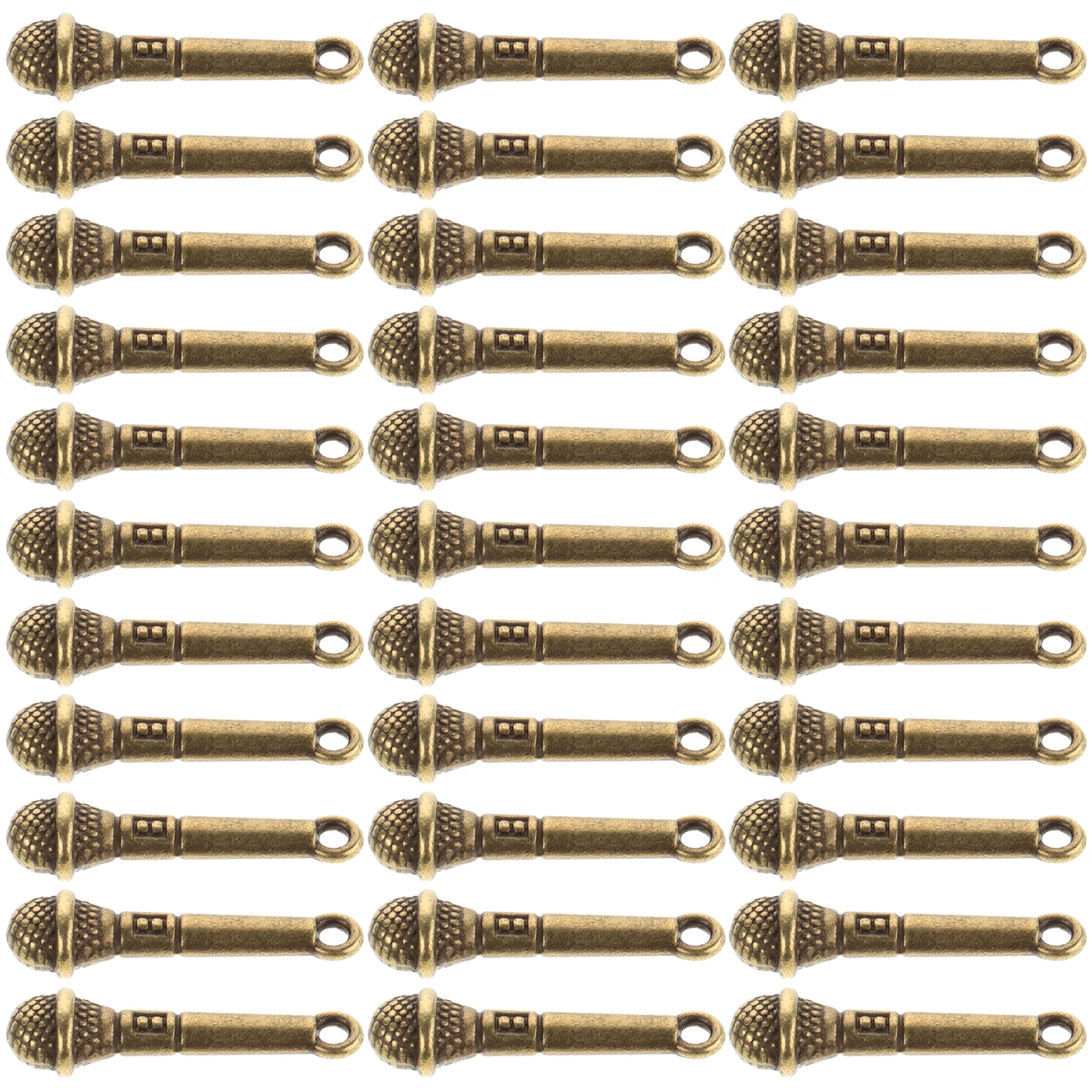 

50pcs Mini Microphone Pendant Vintage Zinc Alloy Charms for Necklace Bracelet Jewelry Music Accessories Metal Decor Bulk