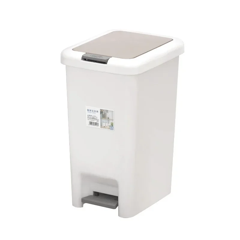 Trash Can Foot Pedal 10L Step-On Garbage Bin Kitchen Waste Bin Plastic Can White Garbage Can Kitchen Trash Bin