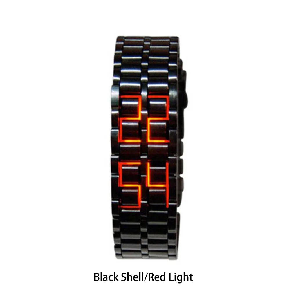 Orologio da uomo europeo e americano Lava LED senza volto Accessorio di moda Bracciale Coppia Orologio da polso Catena in acciaio